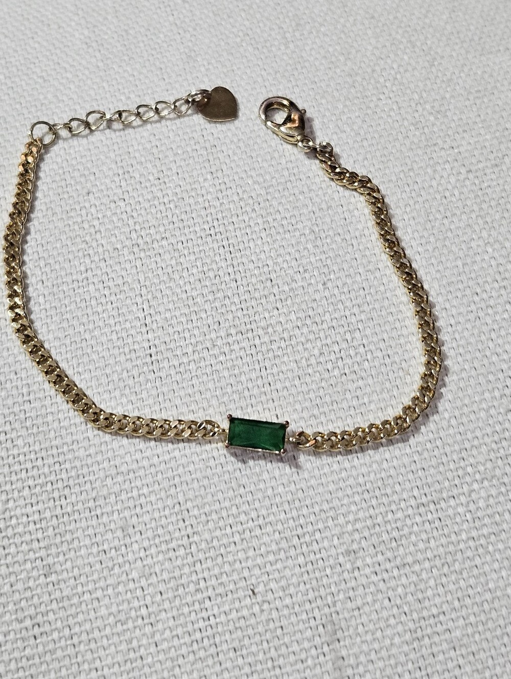 Gold Bracelet With Green Stone Accent